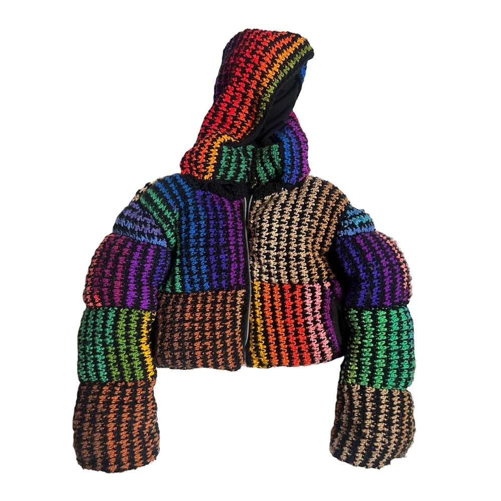 Chelsea B Marian Puffer Coat Rainbow MCA Chicago Store