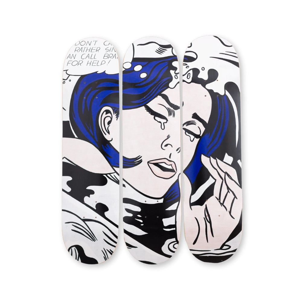Ly Painter 原画 スケートデッキ DIK DECK LUV Lichtenstein Drowning Girl Skate Deck Set – MCA Chicago Store