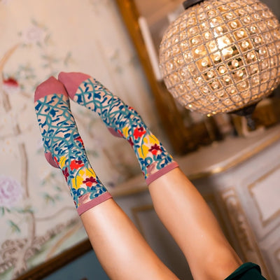 Sheer Tapestry Vines Crew Socks
