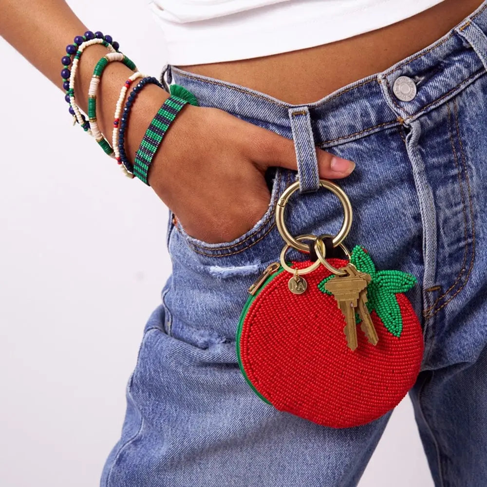 Tomato Beaded Coin Purse
