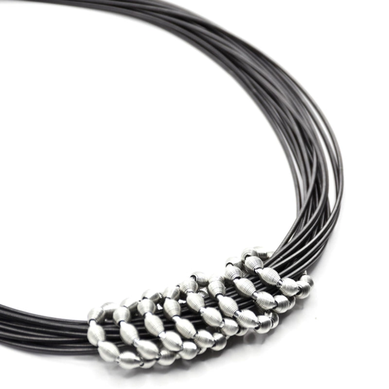Piano Wire Beaded Sleeves Necklace