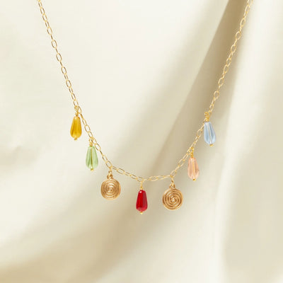 Technicolor Teardrop Glass Necklace