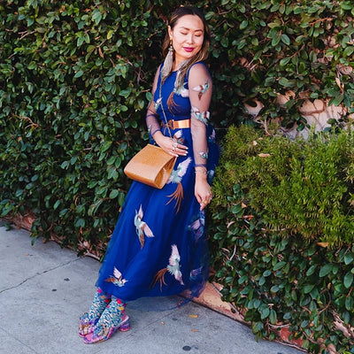 Sheer Tapestry Vines Crew Socks