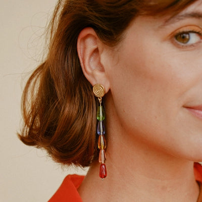 Technicolor Teardrop Glass Earrings