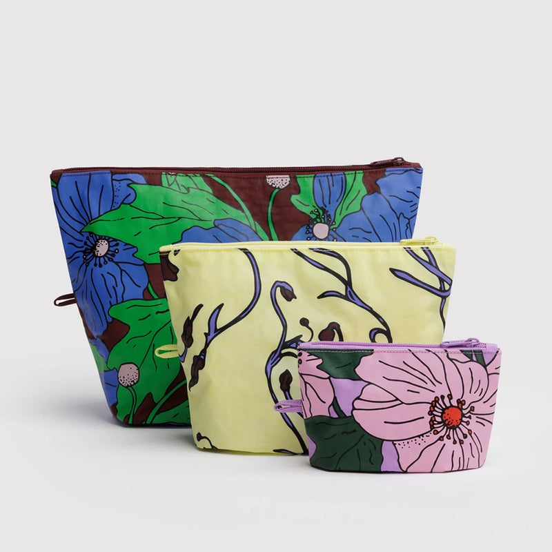 Baggu Poppy Mix Go Pouch Set