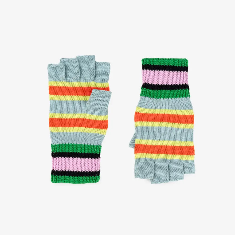 Zipper Stripe Fingerless Gloves