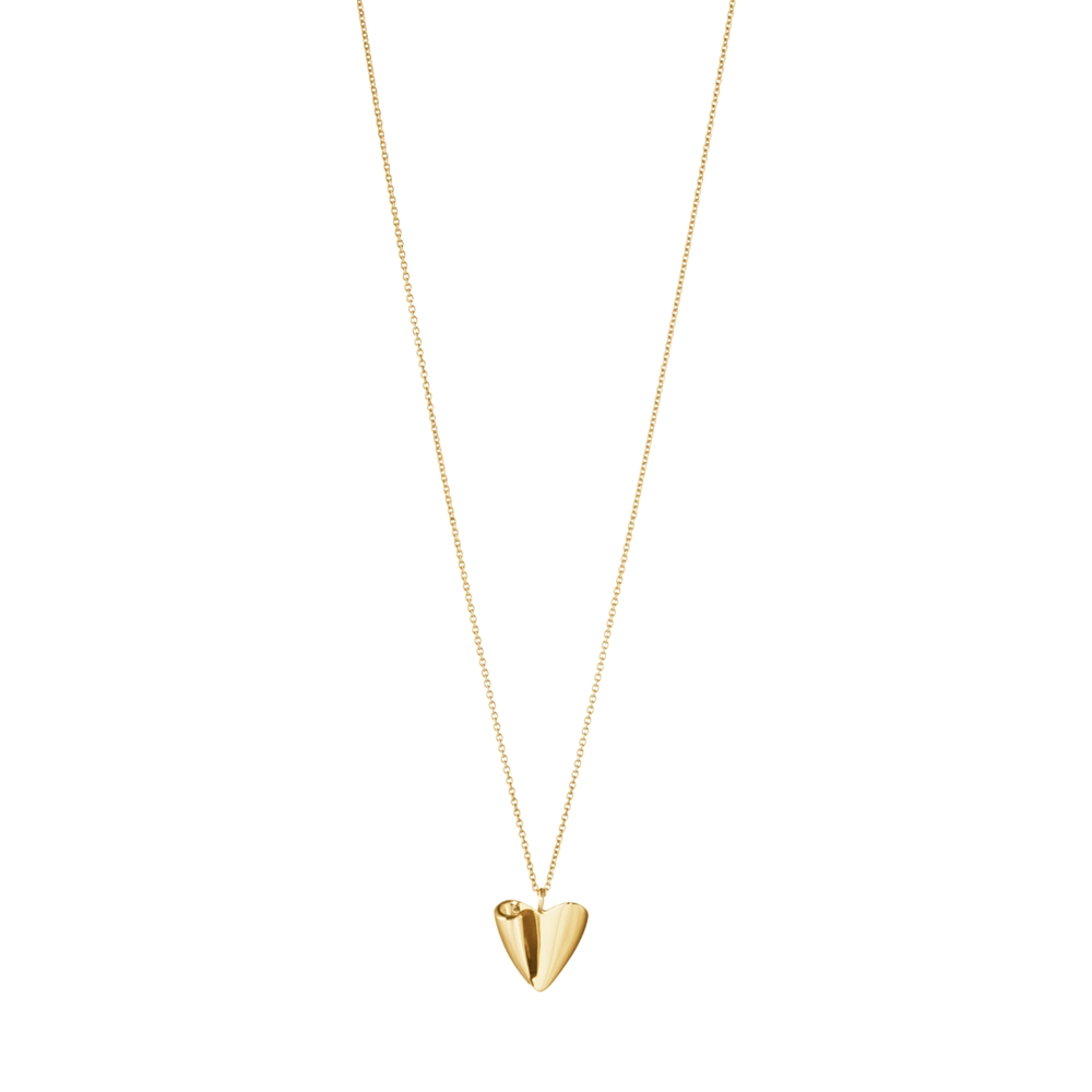 Folded Heart Pendant Necklace - Gold