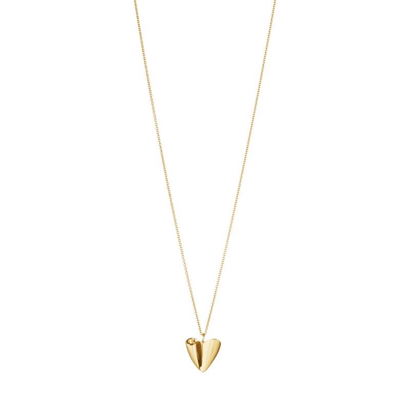 Folded Heart Pendant Necklace - Gold