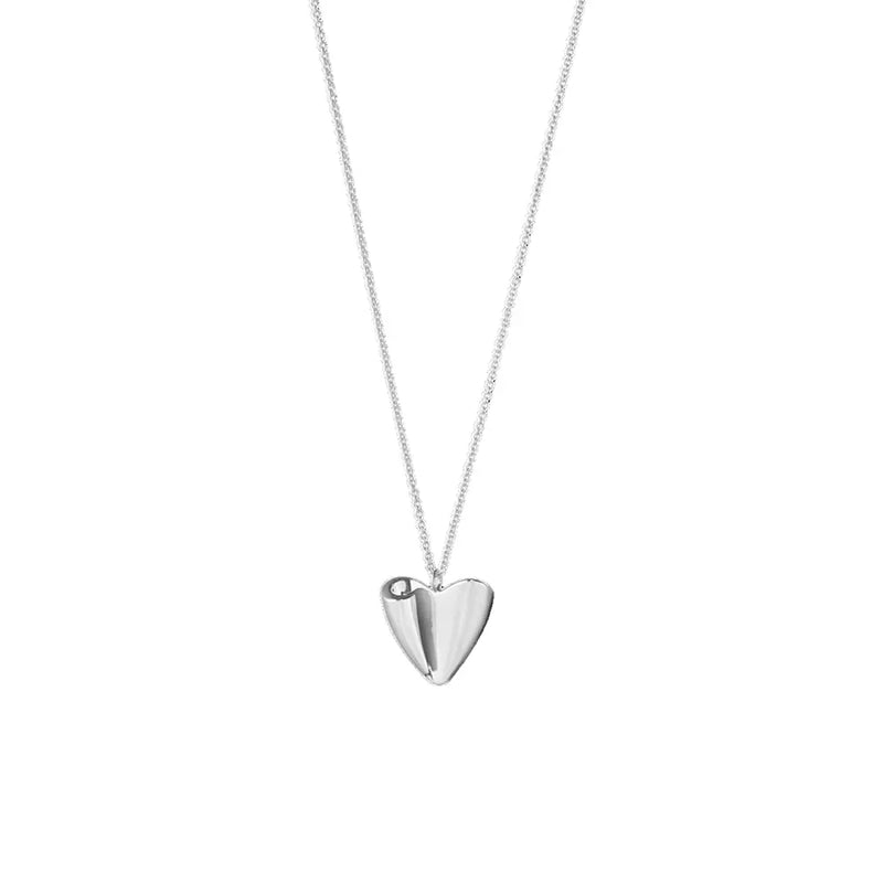 Folded Heart Pendant Necklace