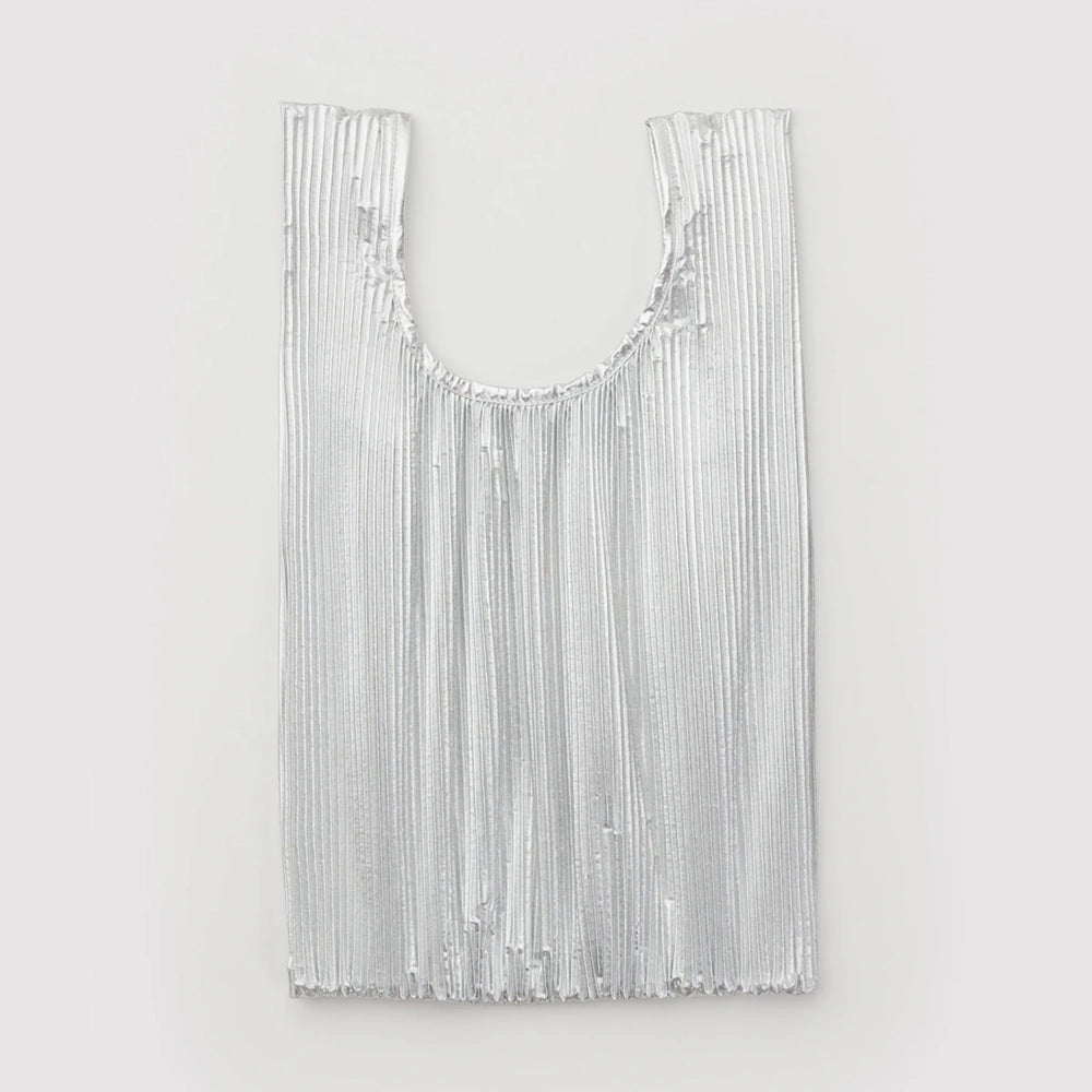 Baggu Pleated Tote Bag - Chrome Metallic
