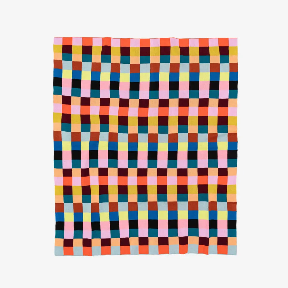 Color Patch Knit Throw Blanket