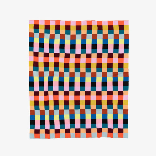 Color Patch Knit Throw Blanket
