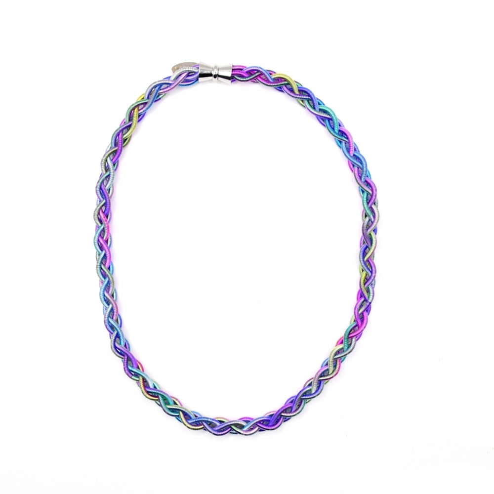 Multicolored Braided Piano Wire Necklace