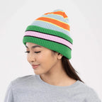 Zipper Stripe Plush Beanie