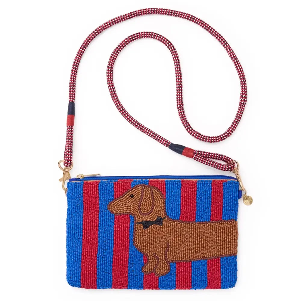 Dachshund Beaded Clutch Purse