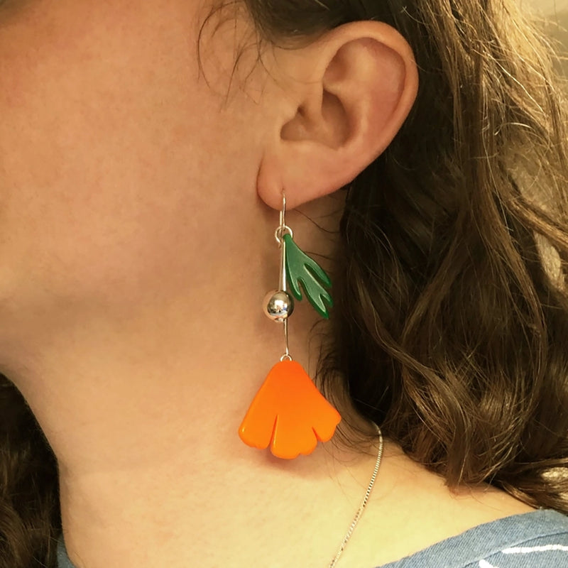 California Poppy Charm Earrings