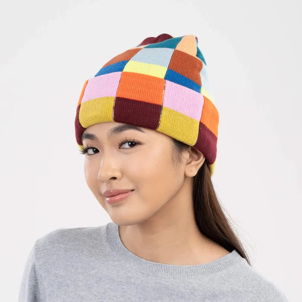 Color Patch Knit Beanie