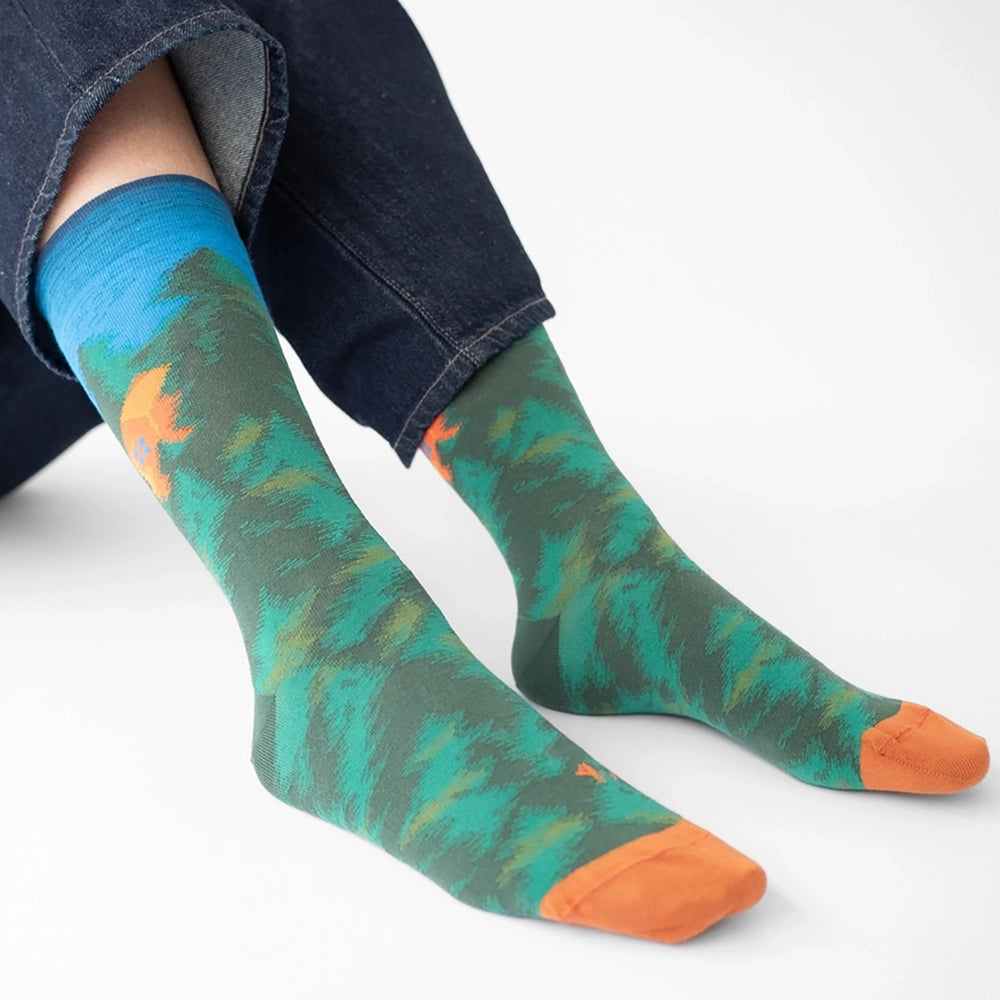 Forest House Pattern Socks