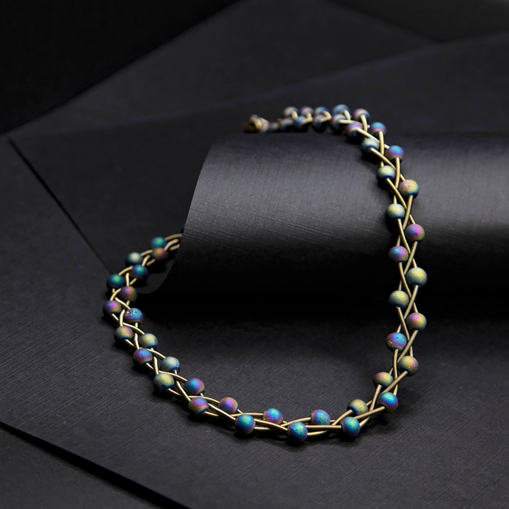 Braided Piano Wire Geode Necklace