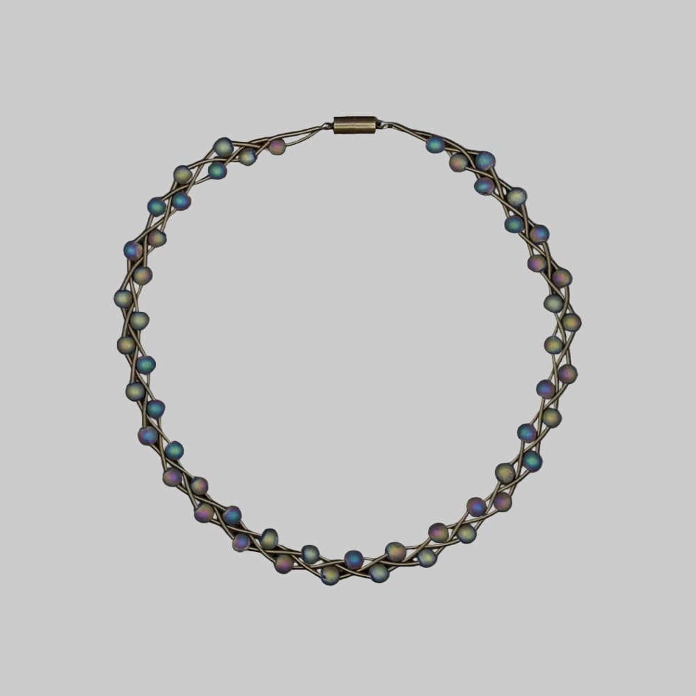 Braided Piano Wire Geode Necklace