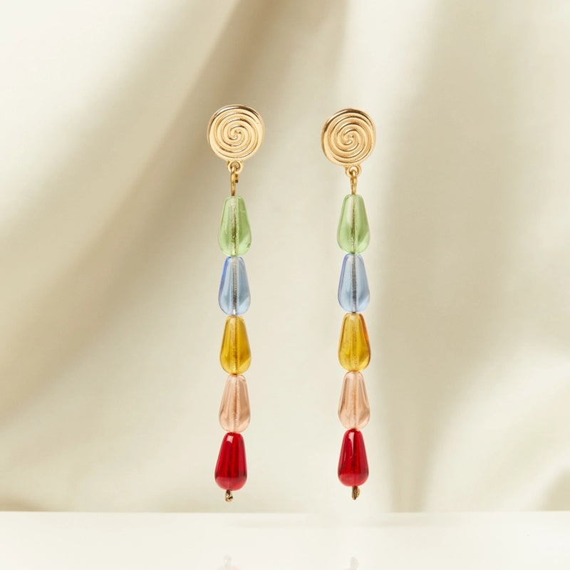 Technicolor Teardrop Glass Earrings