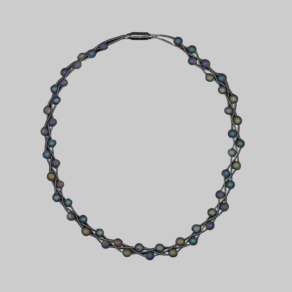 Braided Piano Wire Geode Necklace