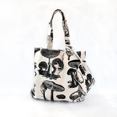 Graphic Printed Mushroom Tote with Pouch