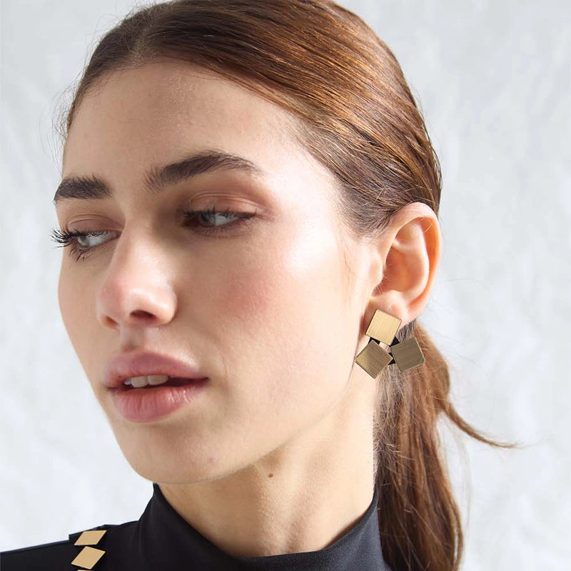 Bauhaus 3 Squares Earrings