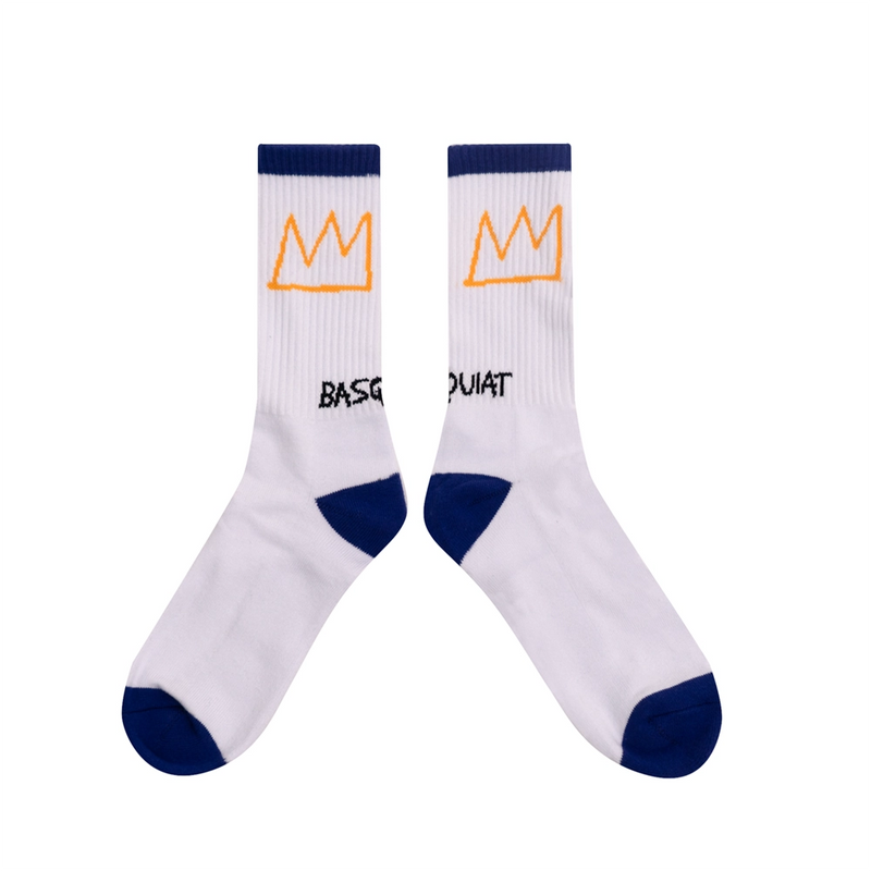 crew socks that feature Basquiat crown by the calf 