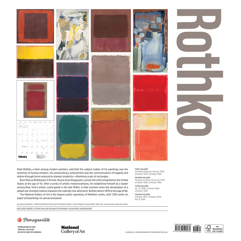 Rothko 2025 Wall Calendar