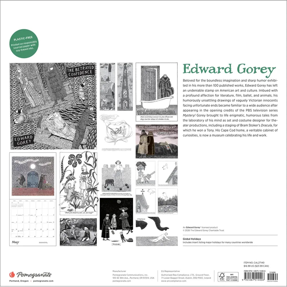 Edward Gorey 2027 Wall Calendar