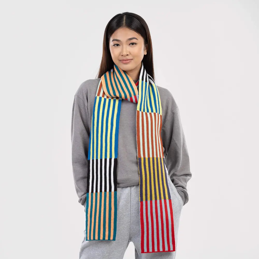 Colorblock Stripe Skinny Scarf