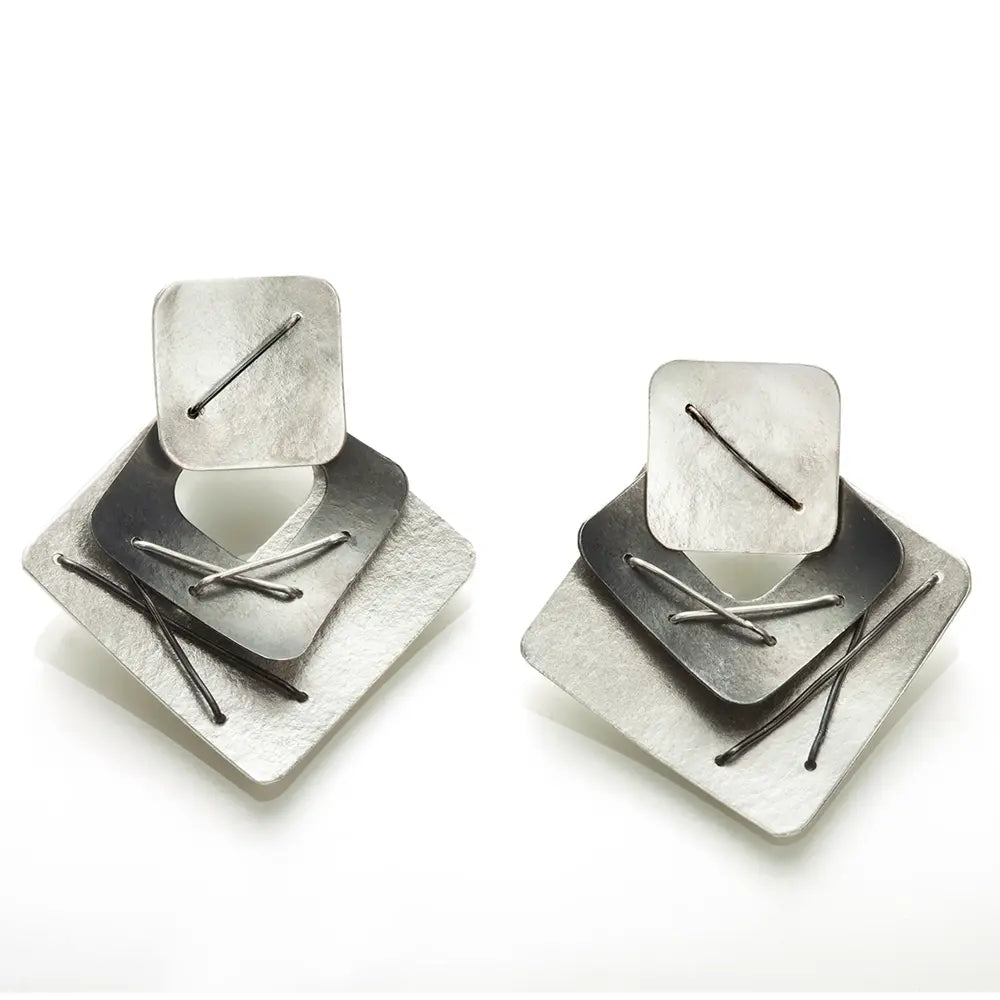 Square Upon Square Layered Earrings