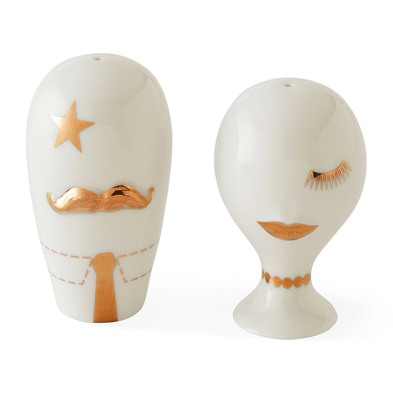 Gilded Mr. & Mrs. Muse Salt & Pepper Set