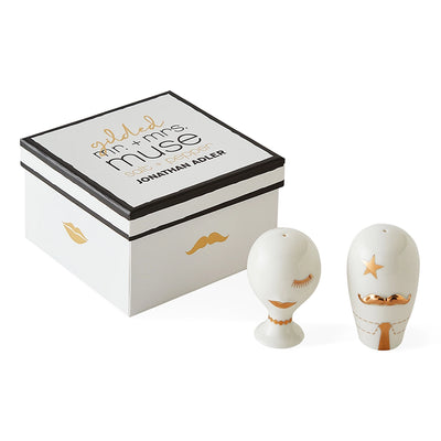 Gilded Mr. & Mrs. Muse Salt & Pepper Set