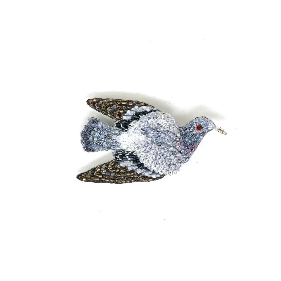 Hope Pigeon Beaded Brooch