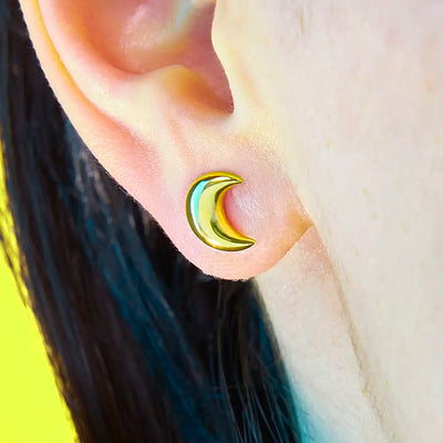 Moon Puffy Stud Earrings