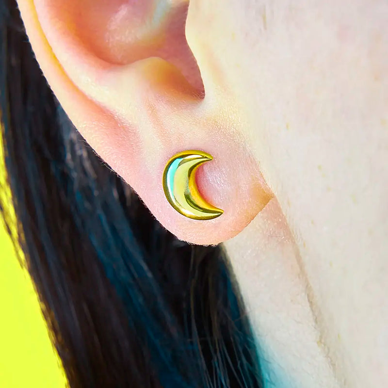 Moon Puffy Stud Earrings