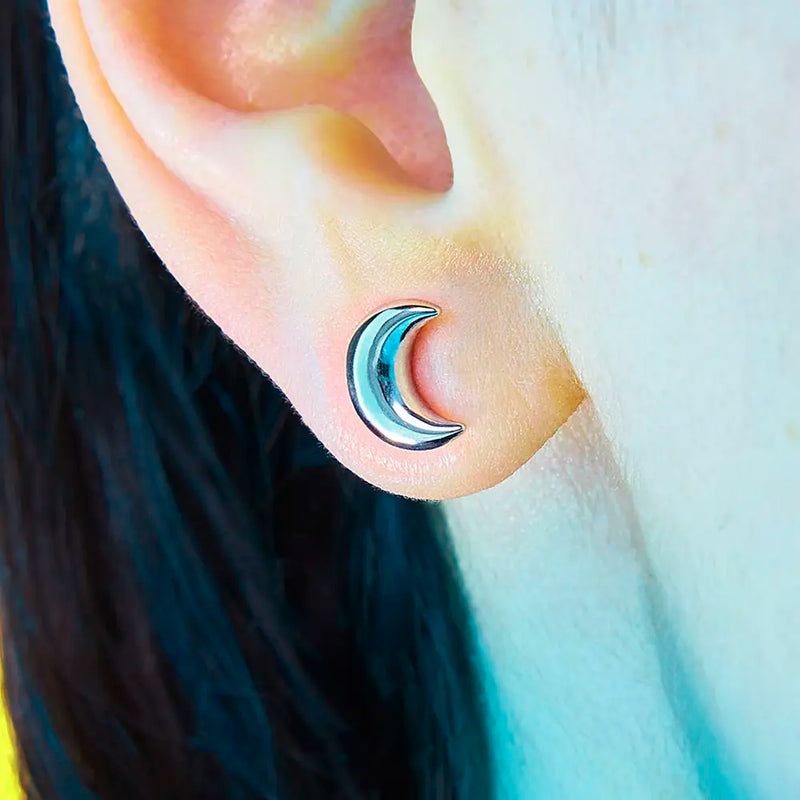 Moon Puffy Stud Earrings