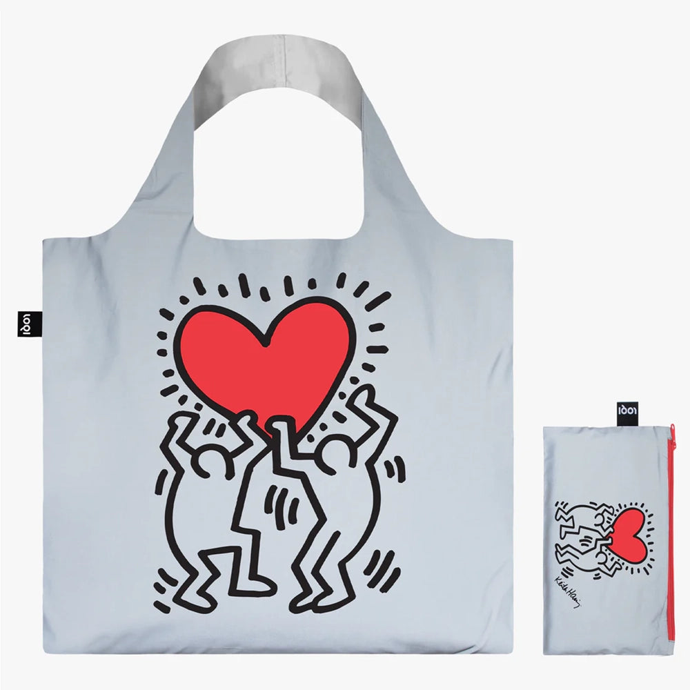 Haring Dancing Heart Reflective Tote Bag & Zip Pocket