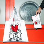 Haring Dancing Heart Reflective Tote Bag & Zip Pocket