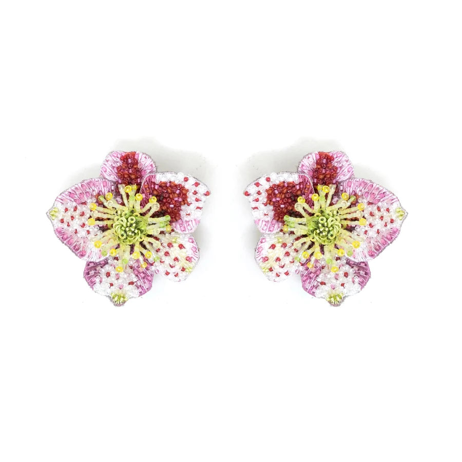 Lenten Rose Beaded Earrings