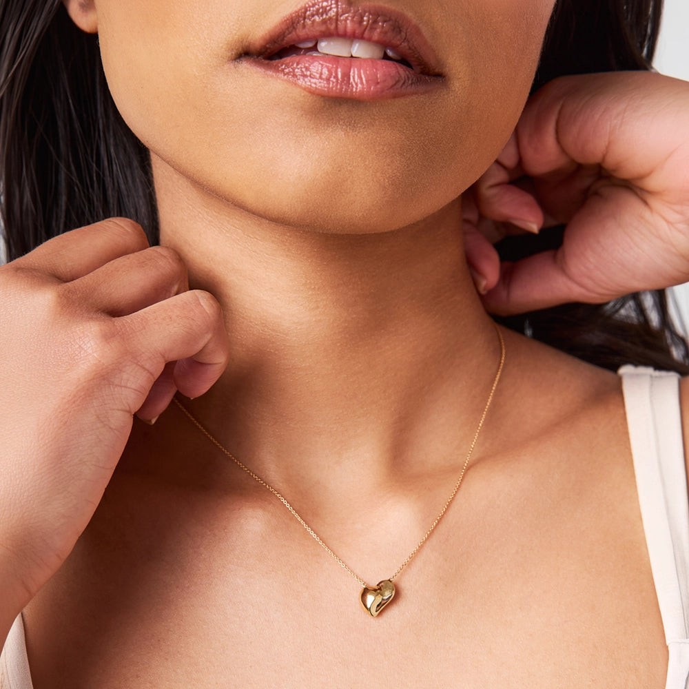 Melding Halves Heart Pendant Necklace - Gold