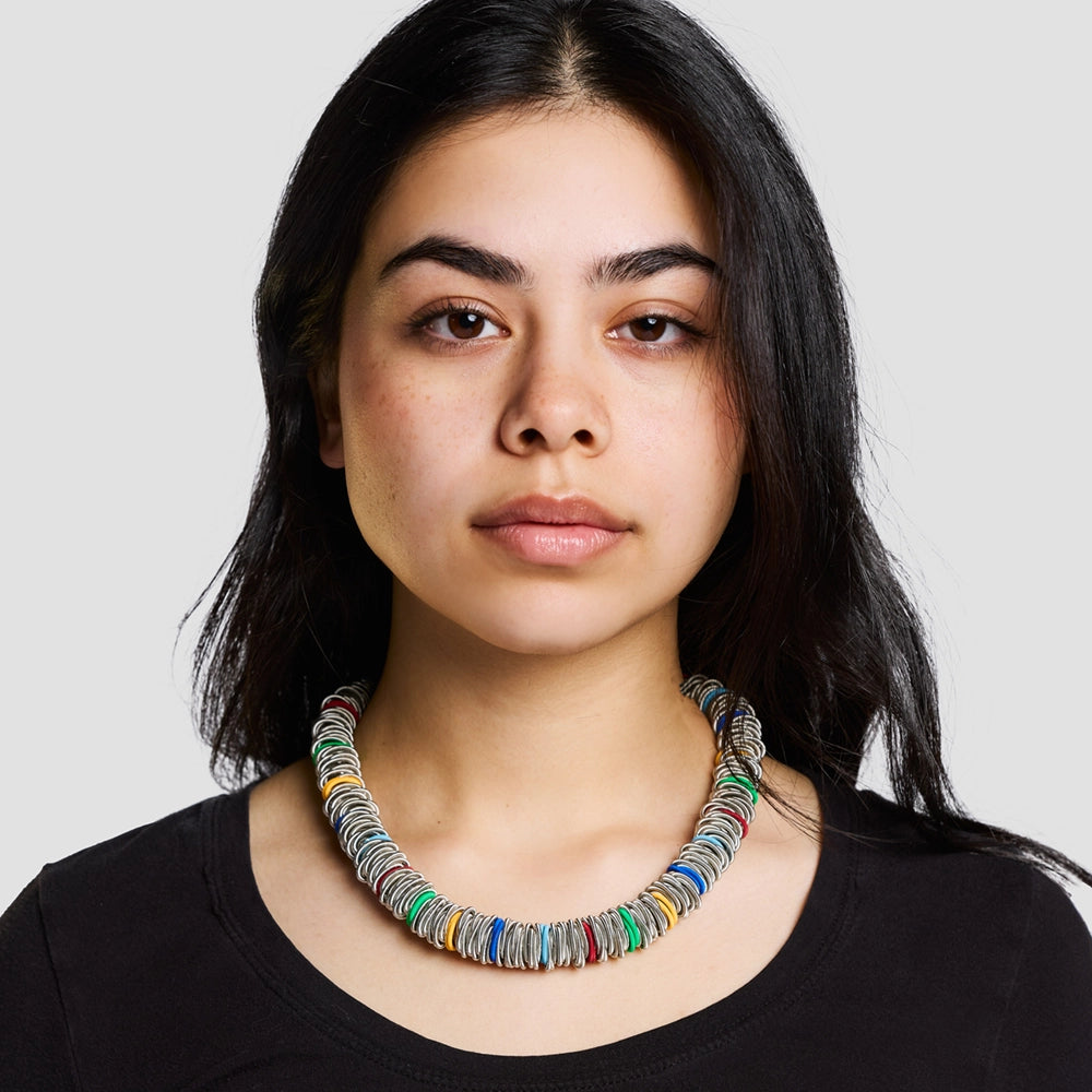Multicolored Loops Piano Wire Spring Necklace