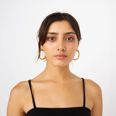 Large Reality of Travel Chunky Hoop Earrings - Gold