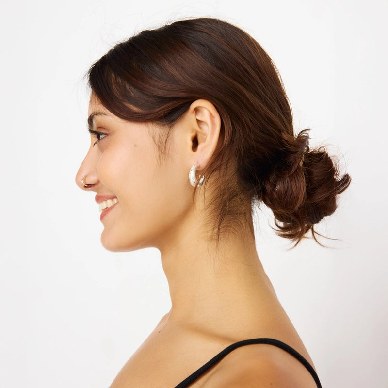 Small Reality of Travel Chunky Hoop Earrings - Silver