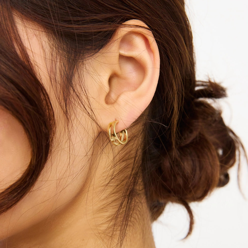 Fusion Open Hoop Earrings - Gold