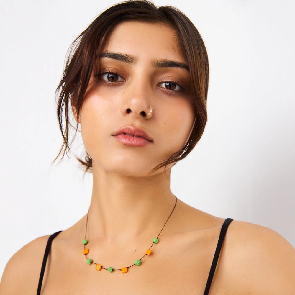 Glass Peas & Carrots Necklace