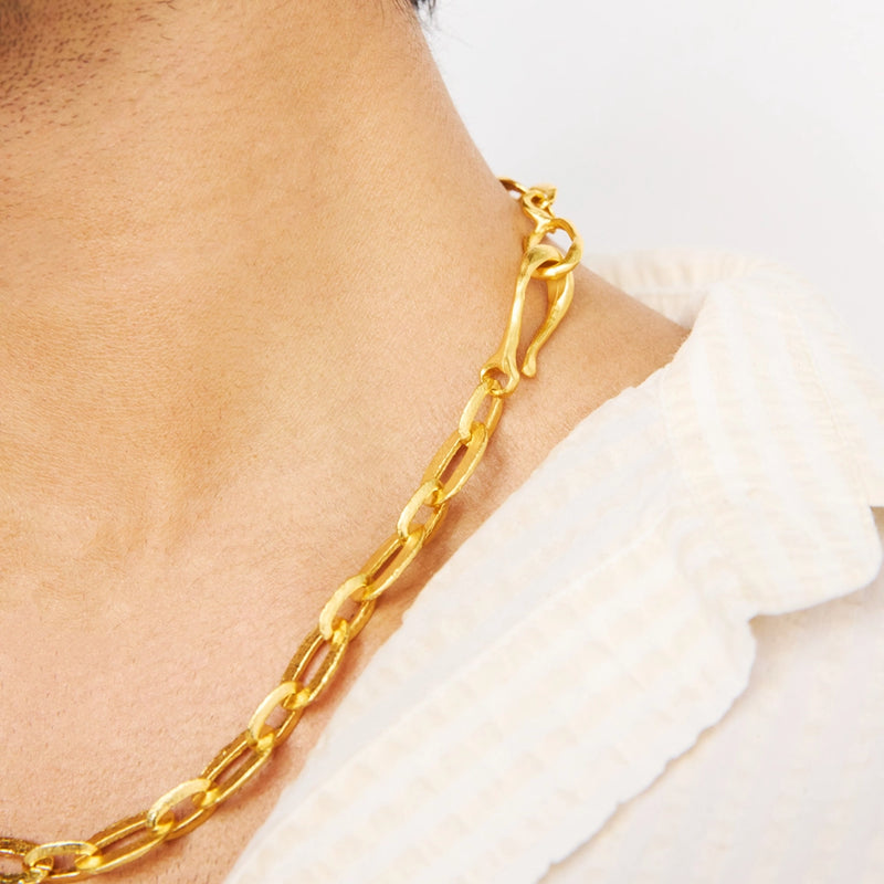 Over and Over Hand Etched Chain Link Necklace