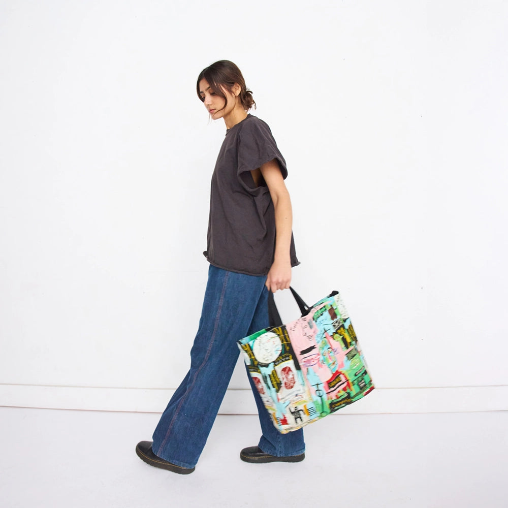 Basquiat In Italian Crossbody Tote Bag